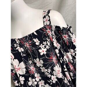 Womens Plus Size Boutique - AVENUE Size 26/28 - Off Shoulder Navy Blue Blouse